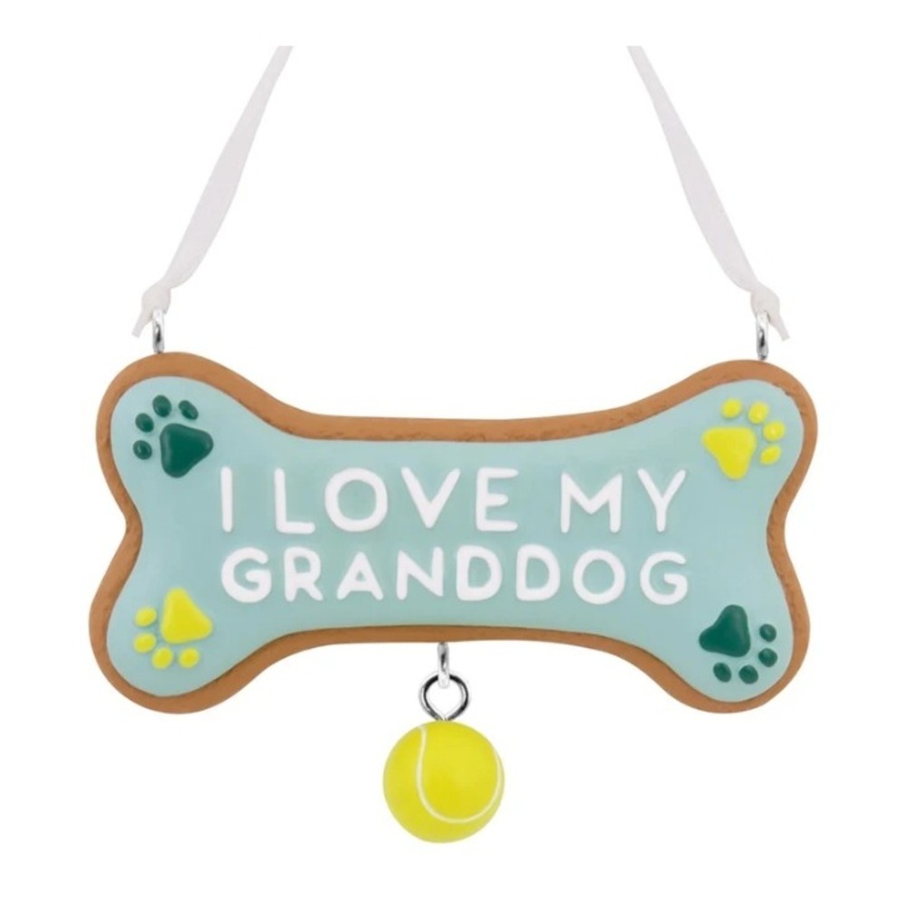 Hallmark Love My Granddog Dog Bone Christmas Ornament with Tennis Ball Charm